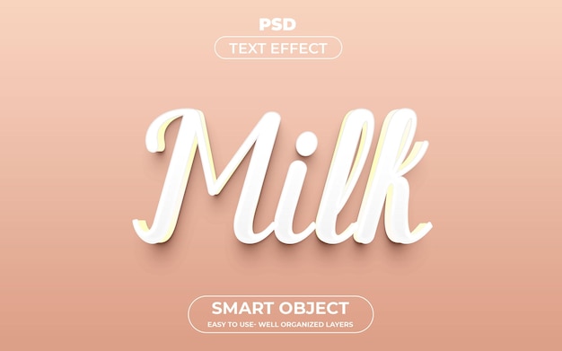 Milk 3d editable text effect style with background