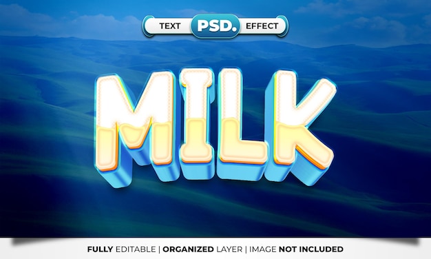 PSD effetto di stile di testo 3d milk