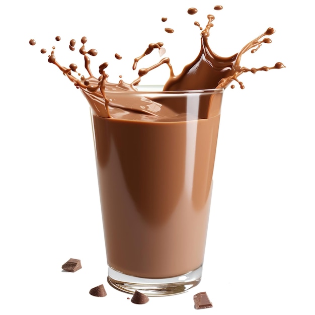 PSD グラスから飛び出すミルクとチョコレートミルク
