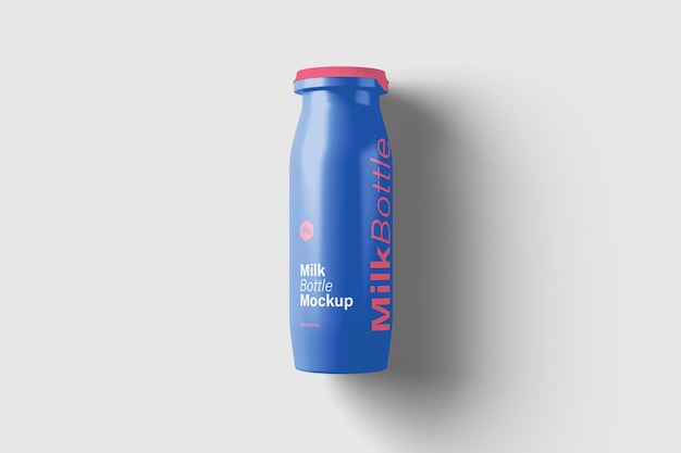 Milk bottle packaging mockup top view