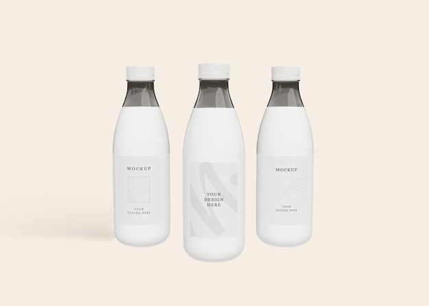 Milk bottle packaging mockup