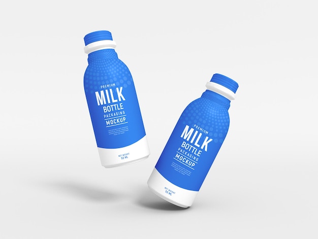 Milk bottle packaging mockup