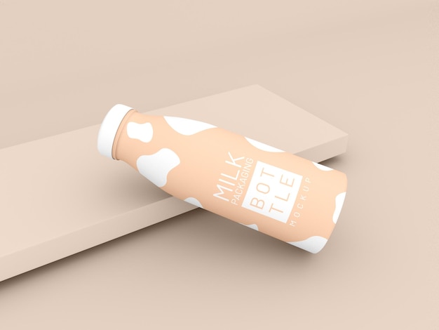 Mockup di confezionamento di bottiglie di latte