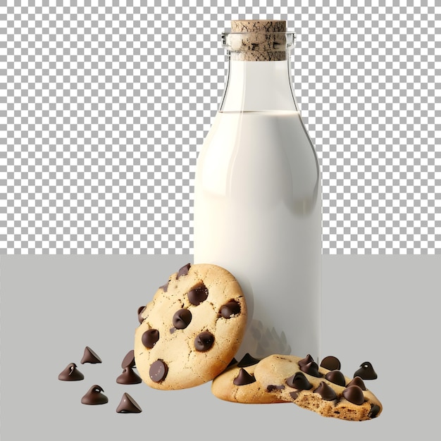 PSD Бутылка с шоколадным молоком на прозрачном фоне