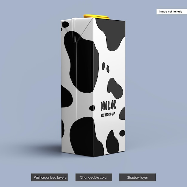 Milk box packaging mockup design isolated