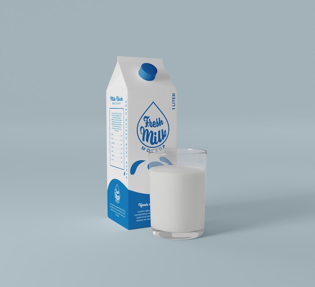 PSD milk brick mockup