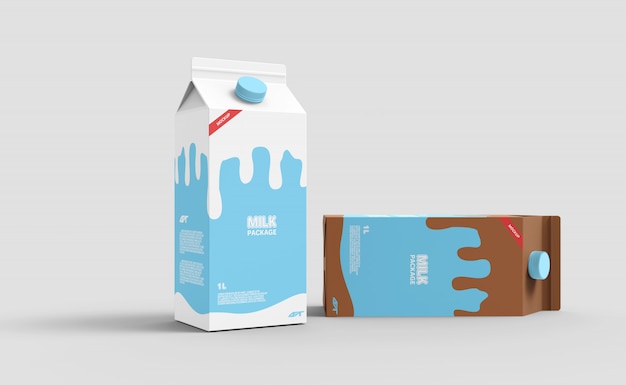 Mockup di scatola di cartone del latte