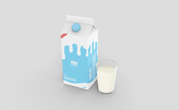 Макет упаковки картонной коробки для молока