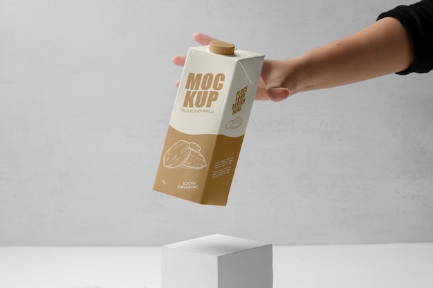 PSD Дизайн макета упаковки молока