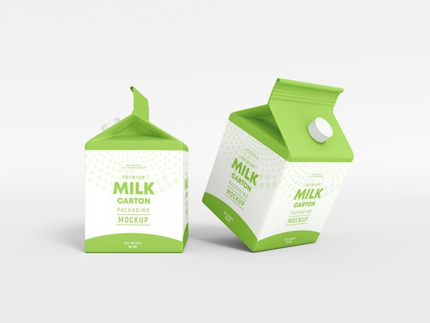Mockup di imballaggio in cartone del latte