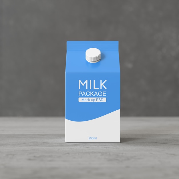 Mockup di imballaggio in cartone del latte