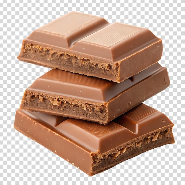 透明 な 背景 に 隔離 さ れ た チョコレート の 積み重ね