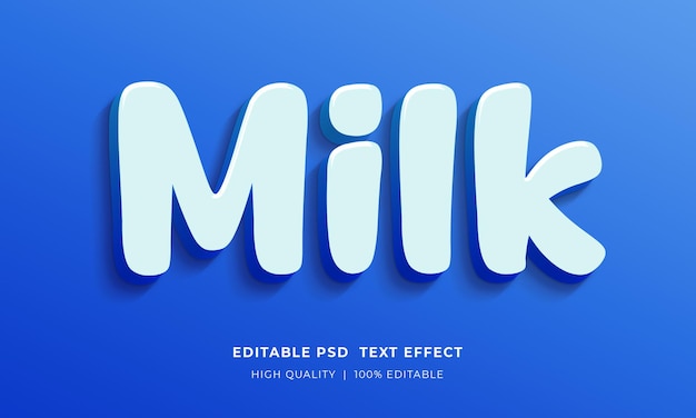 Milk Editable 3D Text Style Effect Mockup Template