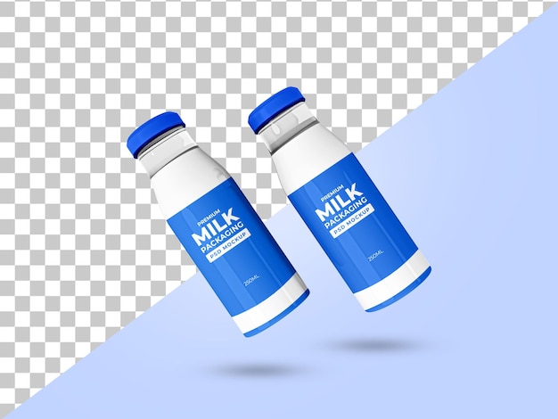 PSD milk glass bottle realistic mockup for label design and branding milk packaging box psd mockup