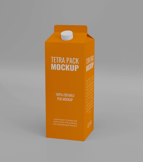 Mockup psd di succo di latte tetra pack