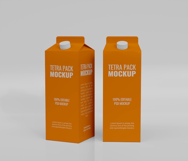 Milk juice tetra pack psd mockup