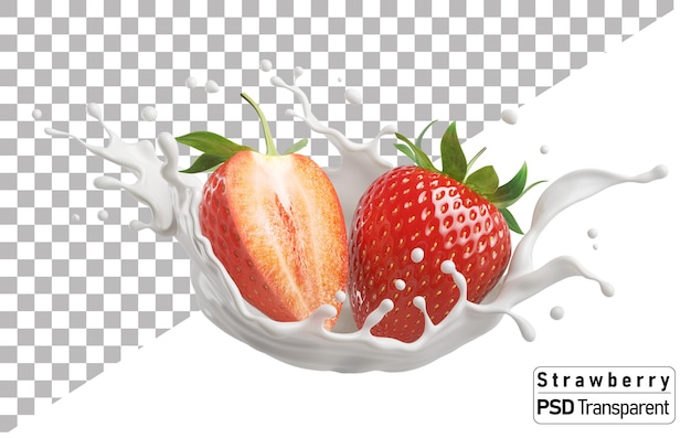 PSD 딸기와 우유 또는 요구르트 스플래시