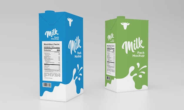 Mockup di progettazione del pacchetto di imballaggio del pacchetto di latte