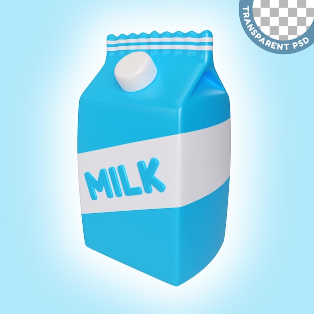 PSD milk packaged 3d illustration icon