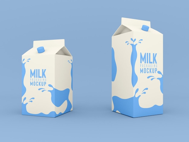 Mockup di scatola di imballaggio del latte