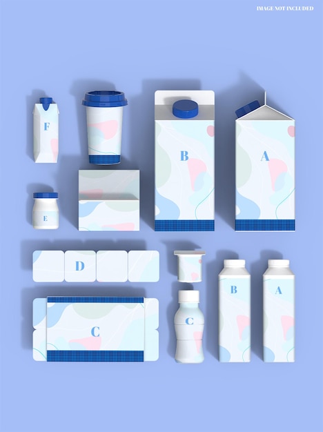 Milk packaging set mockup