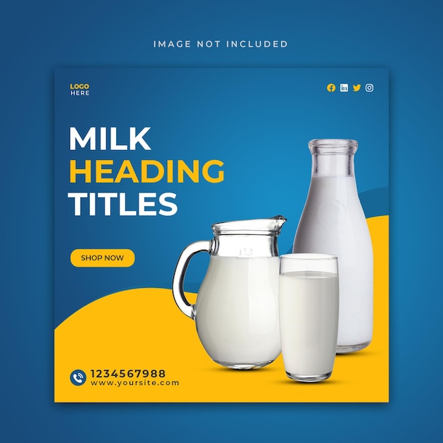 milk social media post en webbanner tamplate