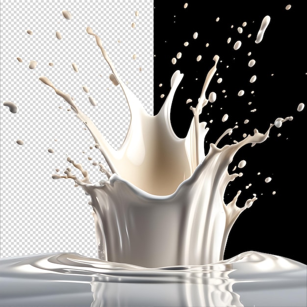 PSD milk splash 3d render isolated transparent background high quality