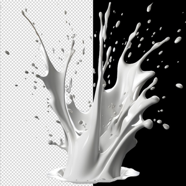 PSD milk splash 3d render izolowane przezroczyste tło wysokiej jakości