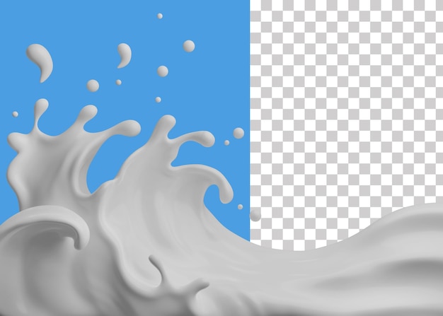 Всплеск молока с обтравочным контуром, 3D-рендеринг, 3D-иллюстрация premium psd premium psd