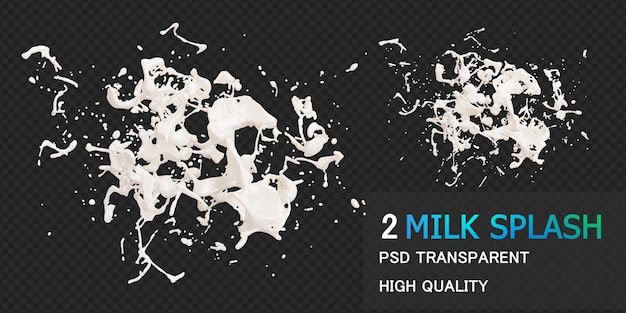 Milk splash with droplets isolated design Premium Psd