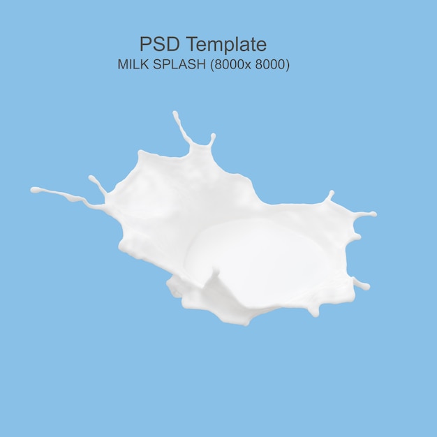 PSD milk splashes drops 3d render