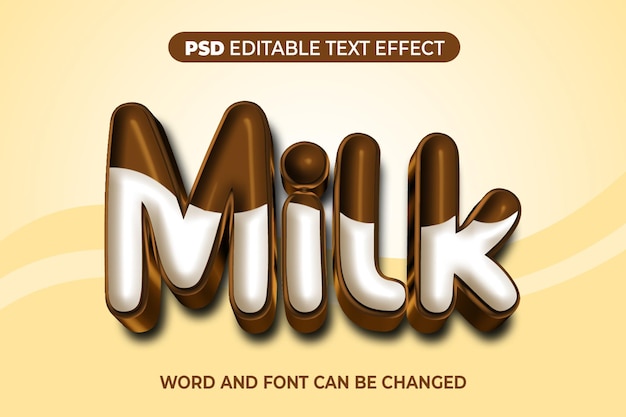 PSD effetto testo latte 3d psd