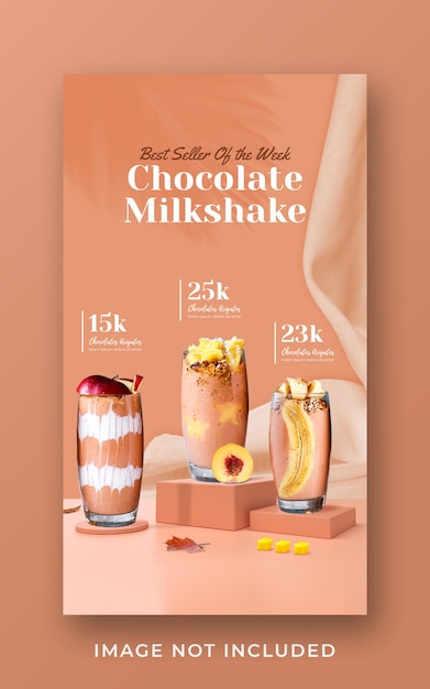 PSD milkshake drankje menu promotie sociale media instagram verhaalsjabloon voor spandoek