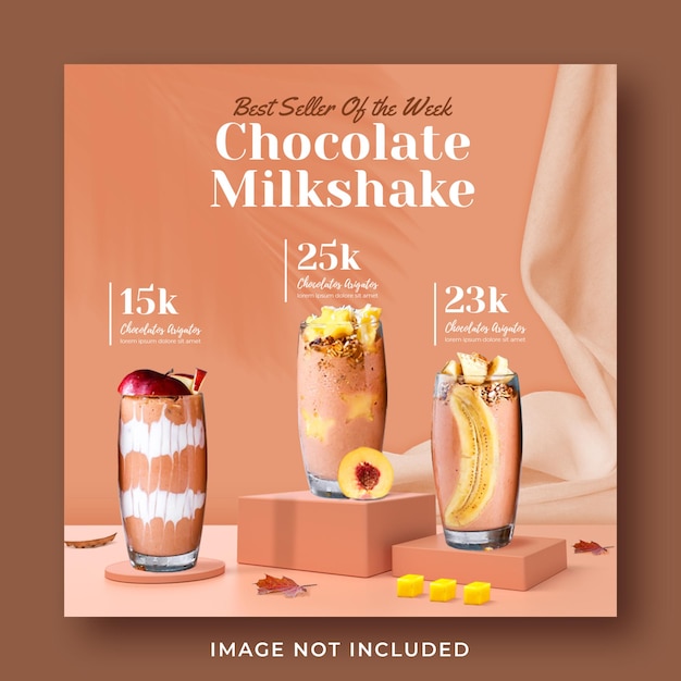 PSD milkshake drink menu promocja social media instagram post banner szablon
