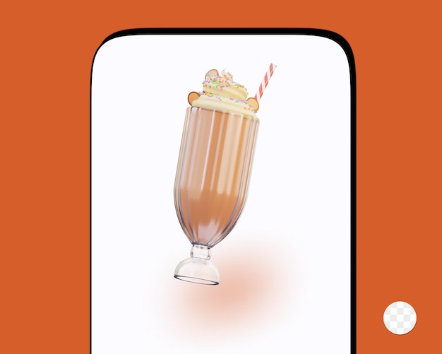 Illustrazione 3d di milkshake fast food