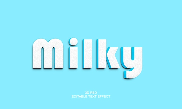 PSD milky 3d editable text effect with premium background