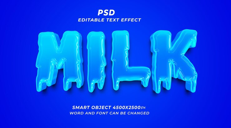 Млечный PSD 3d редактируемый шаблон фотошоп с текстовым эффектом