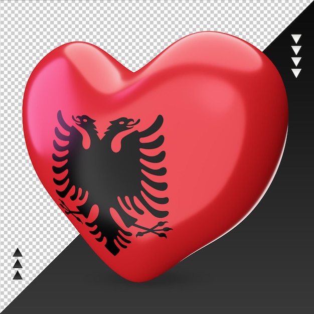 PSD miłość albania flaga palenisko renderowania 3d prawy widok