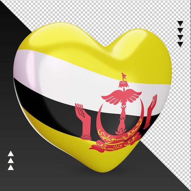 PSD miłość brunei darussalam flaga palenisko 3d renderowania lewy widok