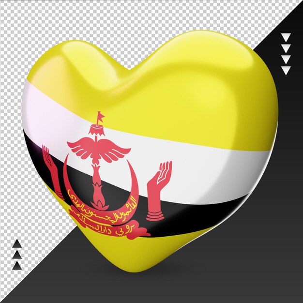 PSD miłość brunei darussalam flaga palenisko 3d renderowania prawy widok