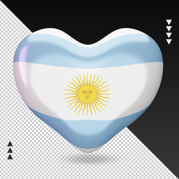 Miłość flaga Argentyny palenisko 3d renderowania widok z przodu