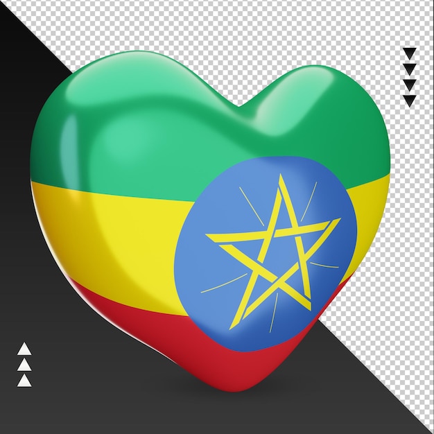 Miłość Flaga Etiopii Palenisko Renderowania 3d Lewy Widok