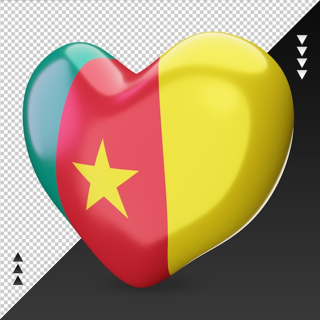 Miłość Flaga Kamerunu Palenisko Renderowania 3d Prawy Widok