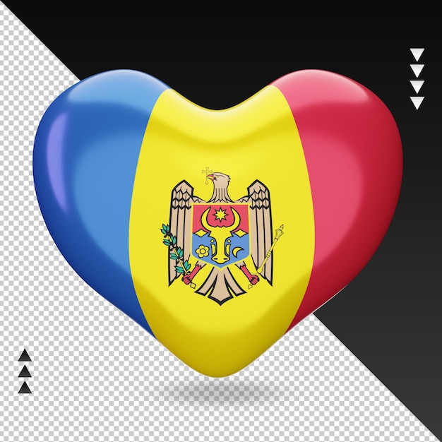 Miłość Flaga Mołdawii Palenisko 3d Renderowania Widok Z Przodu