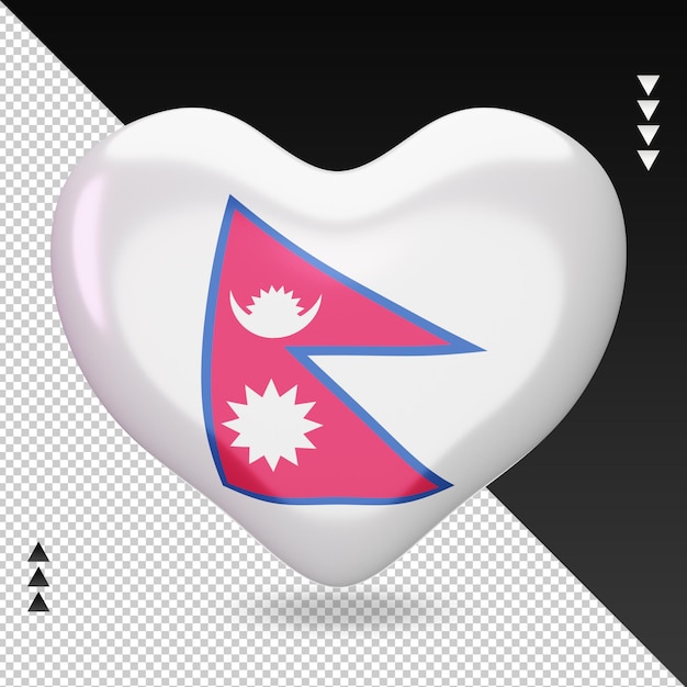 Miłość Flaga Nepalu Palenisko 3d Renderowania Widok Z Przodu