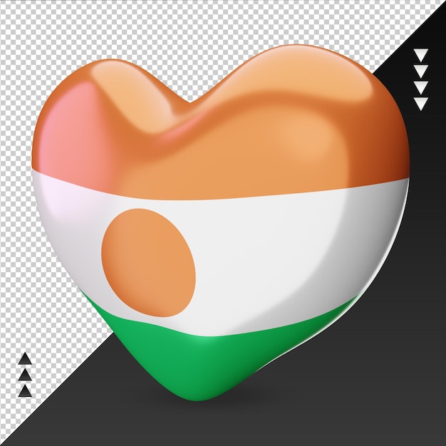 PSD miłość flaga nigru palenisko renderowania 3d prawy widok