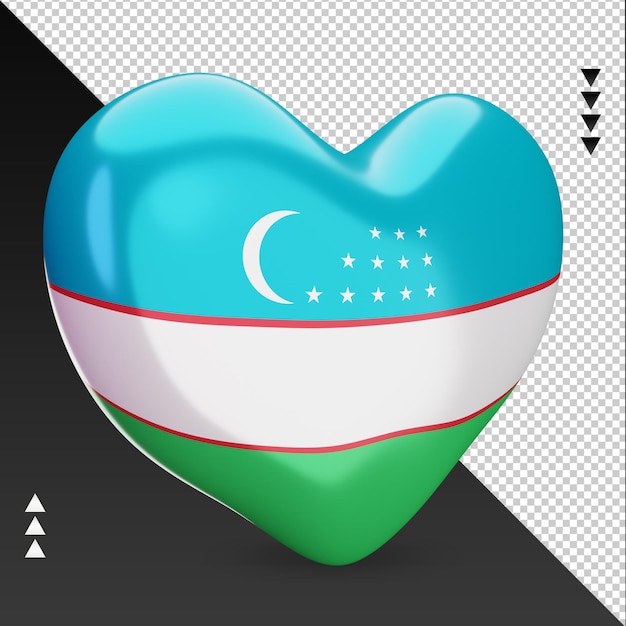 Miłość Flaga Uzbekistanu Palenisko Renderowania 3d Lewy Widok