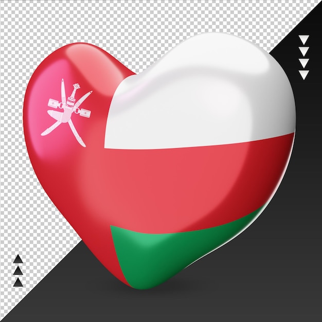 PSD miłość oman flaga palenisko renderowania 3d prawy widok