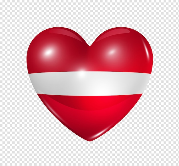 Miłość symbol Łotwy 3D ikona flagi serca na białym tle biały ze ścieżką przycinającą