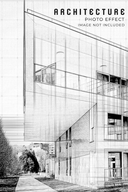 Mimari plan taslağı sanat fotoğrafı efekti şablonu